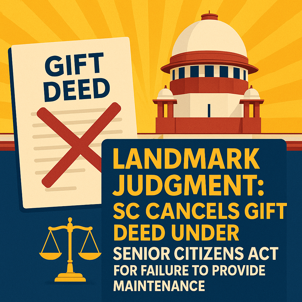 Landmark Judgment: SC Cancels Gift Deed Under Senior Citizens Act for Failure to Provide Maintenance”